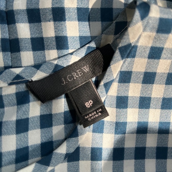 Gingham Plaid Peplum Silky Evergreen Checked Holiday Top (J. Crew) - Picture 3 of 3